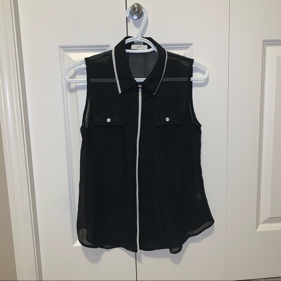 Black and white tank top blouse - Picture 1 of 3